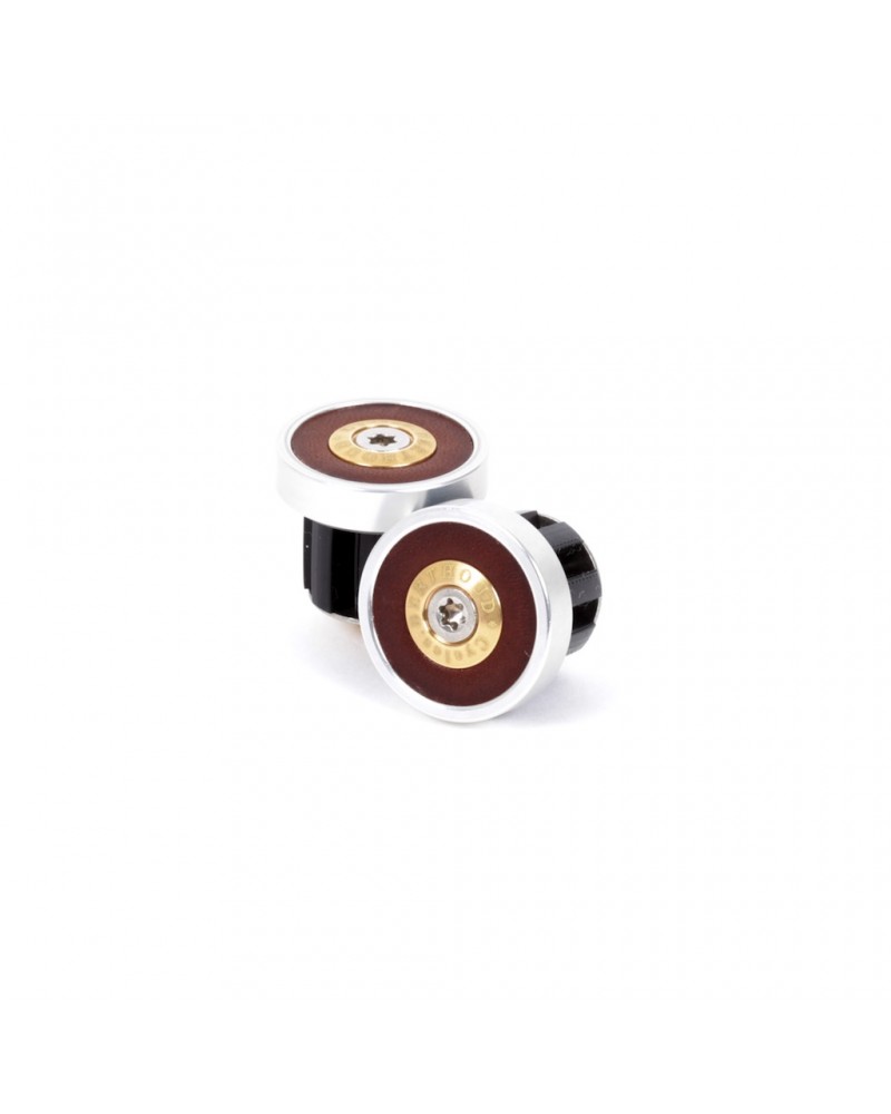 Handlebar end plugs leather anodised alloy Berthoud