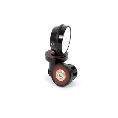 specchio bar-end berthoud randonneur lavorato a macchina in pelle anodizzata nera