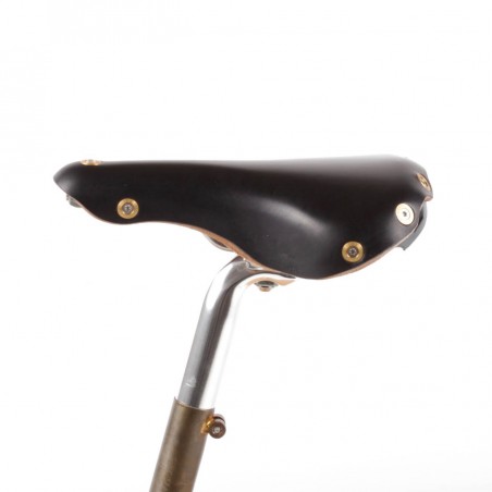 Selle vélo cuir dame rails titane randonnée Berthoud Agnel