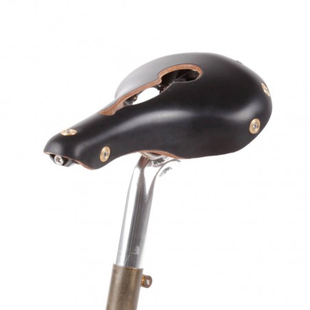 Öppen cykelsadel i läder för damer med nervus pudendus Berthoud Marie Blanque