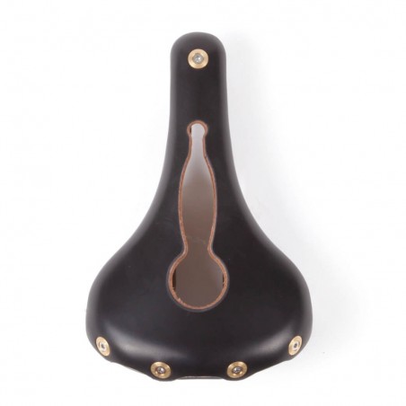 Öppen cykelsadel i läder för damer med nervus pudendus Berthoud Marie Blanque