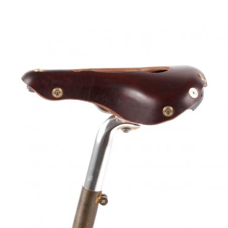 Öppen cykelsadel i läder för damer med nervus pudendus Berthoud Marie Blanque