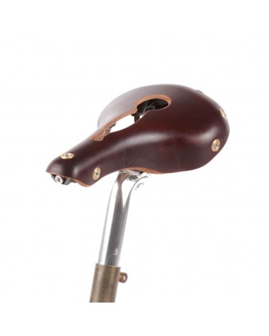 Selle vélo cuir ouvert dame randonnée nerf pudendal Berthoud