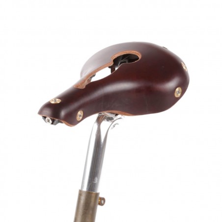 Selle vélo cuir ouvert dame randonnée nerf pudendal Berthoud