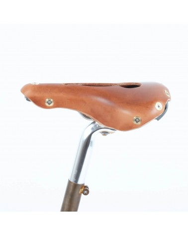 Selle vélo cuir ouvert dame randonnée nerf pudendal Berthoud Marie Blanque 2