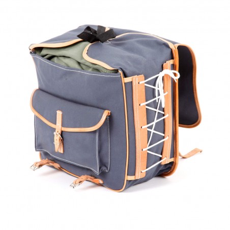 borsa anteriore classic randonneur lowrider grigio cotone canvas vegtan pelle naturale