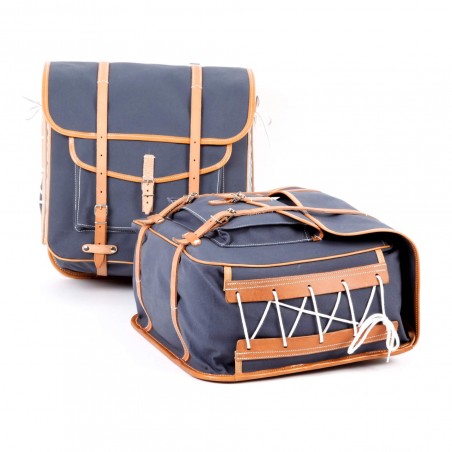 borsa anteriore classic randonneur lowrider grigio cotone canvas vegtan pelle naturale