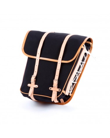 sacoches latérales surbaissées berthoud toile coton noir cuir naturel 2