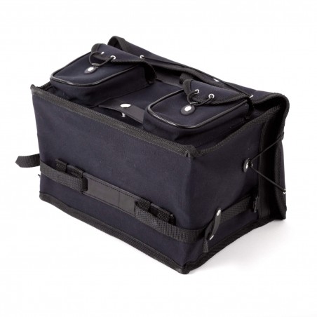 stuurtas berthoud bike touring zwart coton canvas vegtan leer