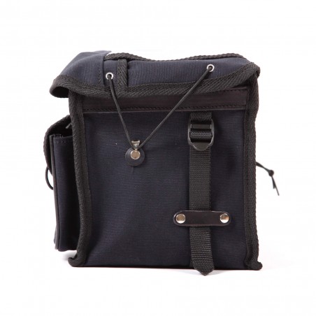 sacoche de guidon berthoud randonneur toile coton noir et cuir végétal noir
