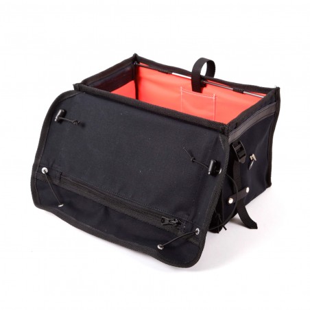 bolsa de manillar berthoud randonneur lona de algodón negra y cuero vegetal negro