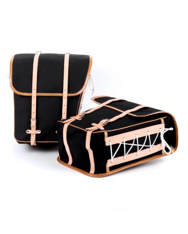 sidetasker med lav profil berthoud sort bomuldskanvas naturlæder