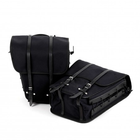 Matalaprofiiliset sivupussit retkeilijöille Berthoud musta puuvillakangas musta värjätty kasvinahka