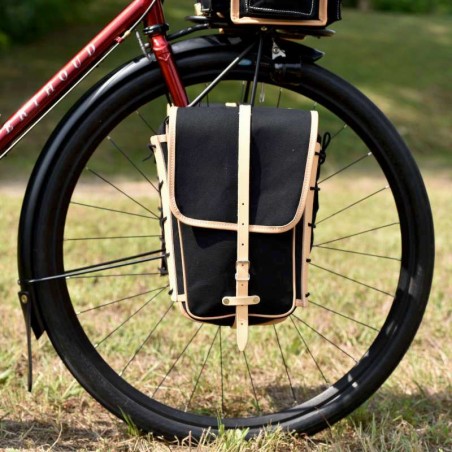 GB1500 Set di borse con cinghia in pelle e fissaggio a molla - Nero/Naturale