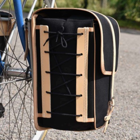 GB1500 Set di borse con cinghia in pelle e fissaggio a molla - Nero/Naturale