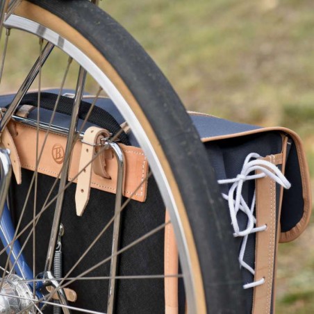 GB372 Kofferset met lederen riem en veerbevestigingen - Grijs/Natuurlijk