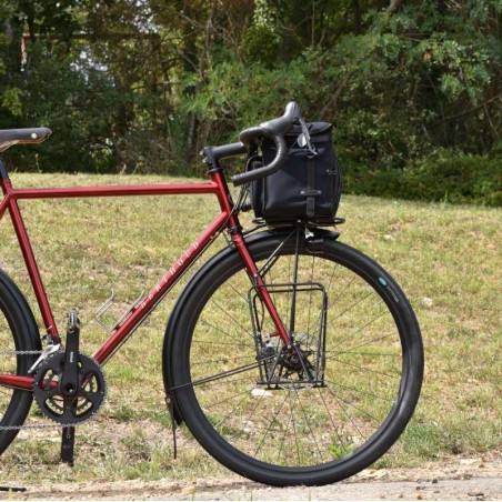 styrväska berthoud randonneur svart bomullscanvas och svart vegetabiliskt läder