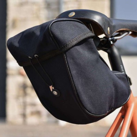 Saddle bag GB786 w/ Leather strap fitting/Elastic closure - All black