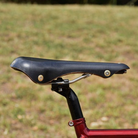 Racer-sadelskinner i læder titanium Berthoud Galibier