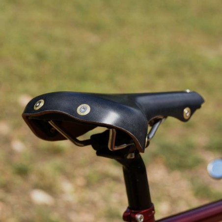 Racer-sadelskinner i læder titanium Berthoud Galibier