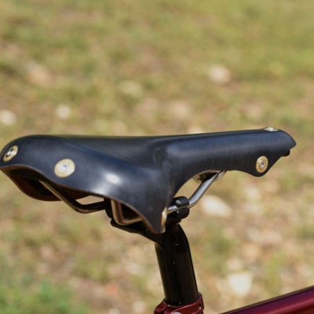 Racer-sadelskinner i læder titanium Berthoud Galibier