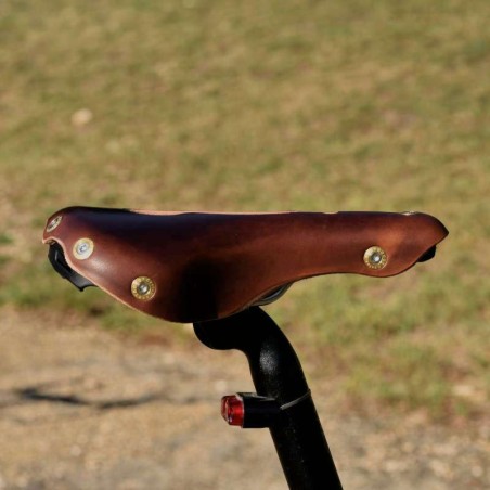 Öppen cykelsadel i läder för damer med nervus pudendus Berthoud Marie Blanque