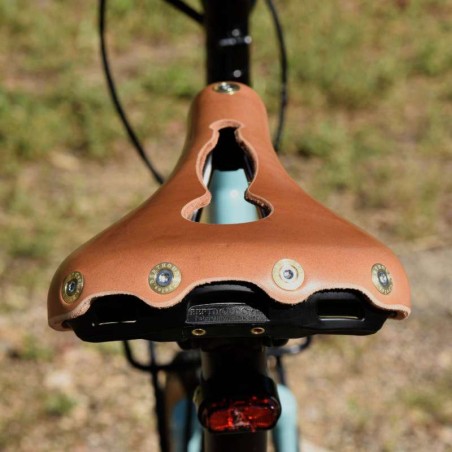 Sillín de bicicleta de cuero Abierto Marie Blanque natural