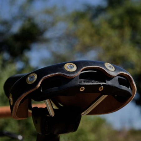 Selle vélo cuir dame rails titane randonnée Berthoud Agnel