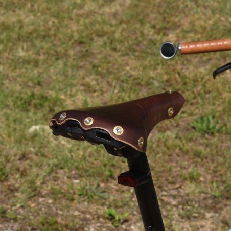 Selle vélo cuir dame rails titane randonnée Berthoud Agnel