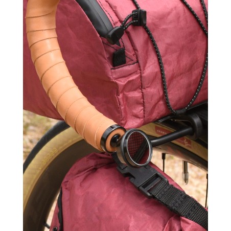 Bar-End-Spiegel und passender Stecker - Schwarz eloxiert und Leder