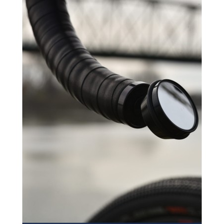 Sett med speil og hette - svart anodisert og skinn