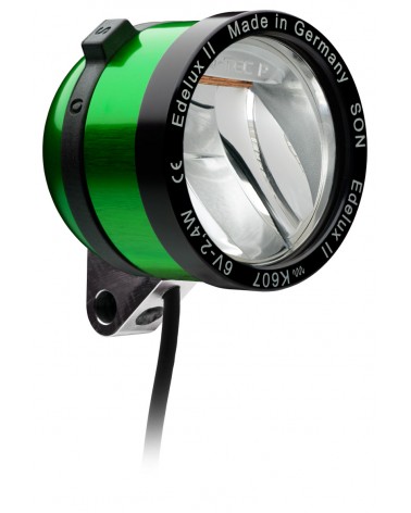Edelux LED polkupyörän ajovalo, jossa on vihreä dynamonapa