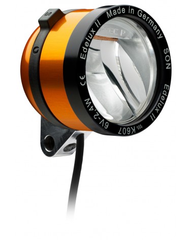 Faro LED para bicicleta Edelux con buje dinamo naranja