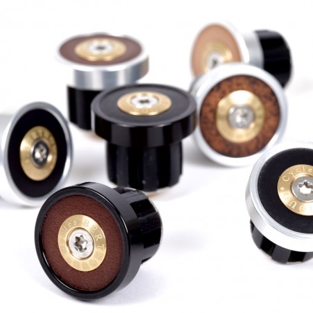 Handlebar end plugs leather anodised alloy Berthoud