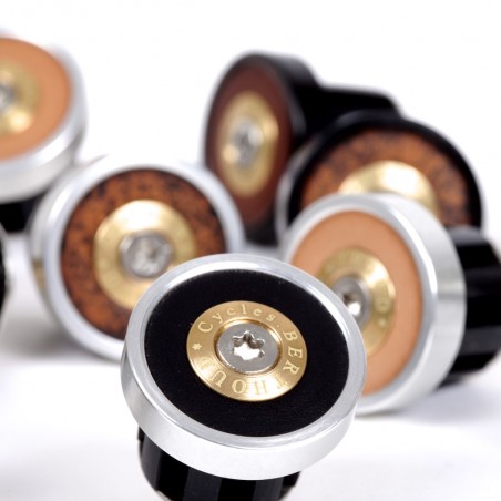 Handlebar end plugs leather anodised alloy Berthoud